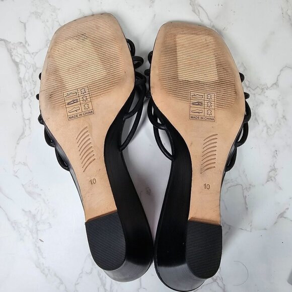 Paige Women Sandals Sydney Knot Wedge Strappy Square Open Toe Slip On Black 10 - Picture 5 of 9